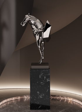 轻奢马头雕塑摆件创意简约酒店大堂售楼处样板间艺术落地软装饰品