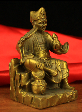 纯铜济公佛像摆件活佛菩萨降龙罗汉李修元济颠和尚家居客厅供奉