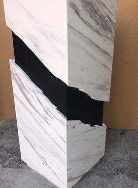 定制白色加黑色大理石展示台酒店装饰品艺术雕塑摆件底座玄关摆台