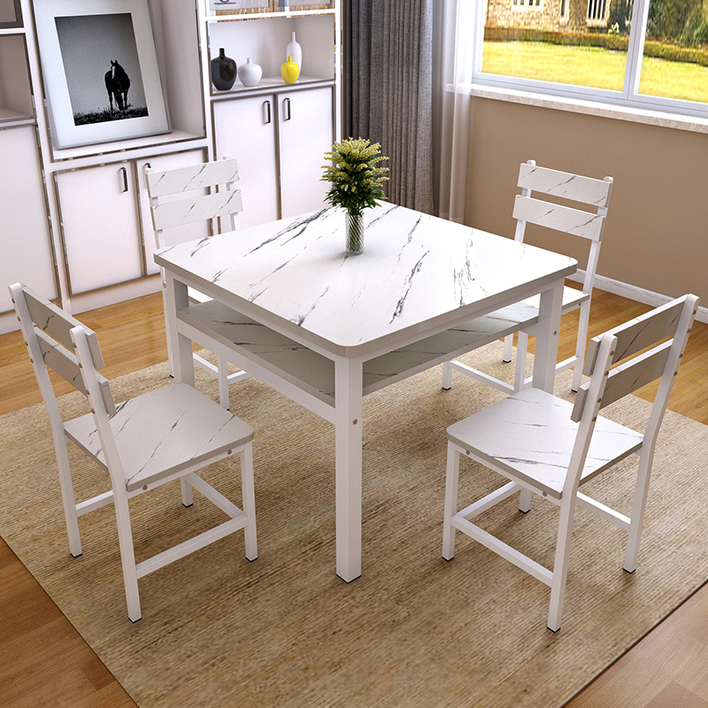 简约餐桌经济四方桌子正方形家用小户型吃饭桌现双层餐桌椅组合