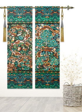 比利时挂毯艺术壁毯 新中式玄关背景墙装饰布艺挂画 蓝色丛林