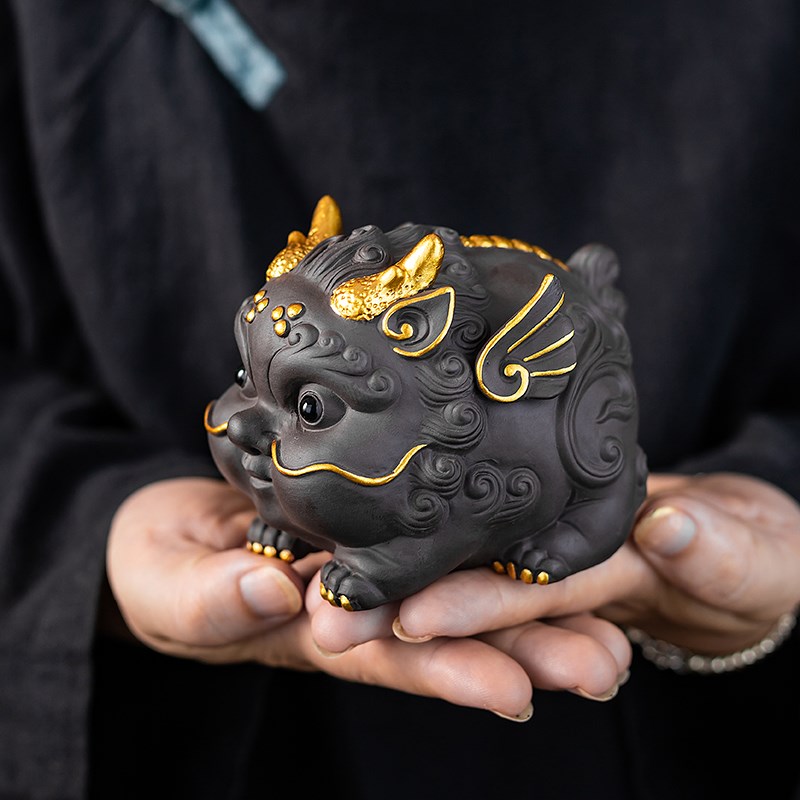 招财貔貅摆件家居饰品手工客厅茶几茶桌茶室摆设精品紫砂茶宠可养