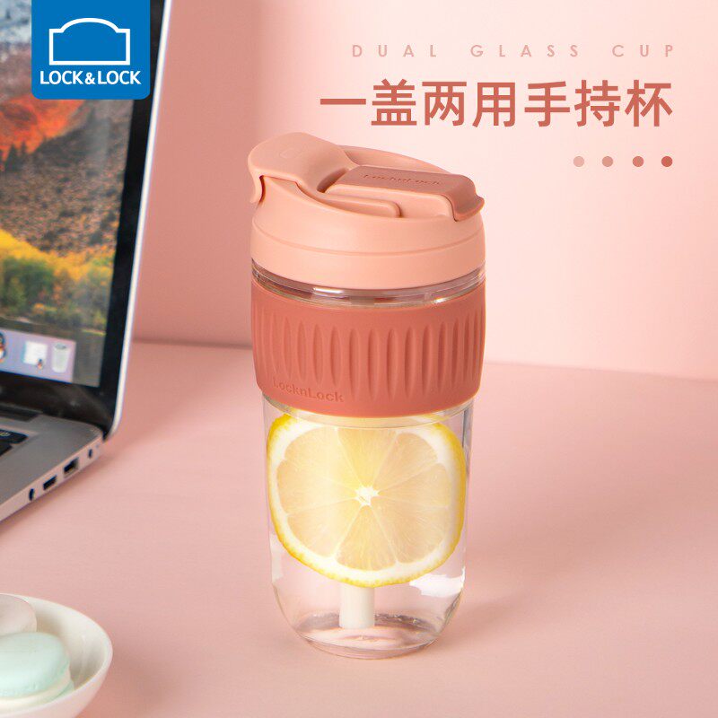玻吸饮女带璃管杯简约式大容量咖啡冷男杯