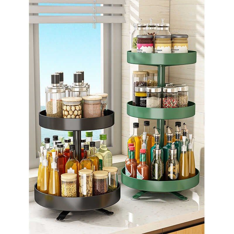 UJE厨房旋转调料台面调味品瓶罐油盐收纳盒架柜,厨房/烹饪用具,调料置物架,淘宝优惠券,粉丝福利购,淘宝优惠卷