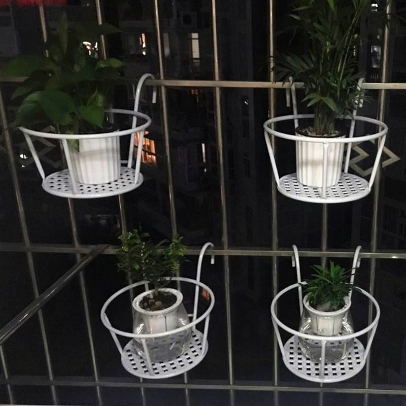 经济型黑色花篮阳台护栏悬挂式花架置物架花盆金属挂式架包邮