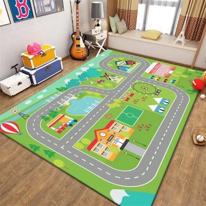 游戏地毯卡通小汽车跑道儿童床边长方形卧室地毯男孩小地垫可机洗