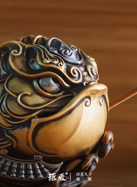 丸子龙门丨琢匠复古锦鲤铜手把件家居饰品桌面摆件