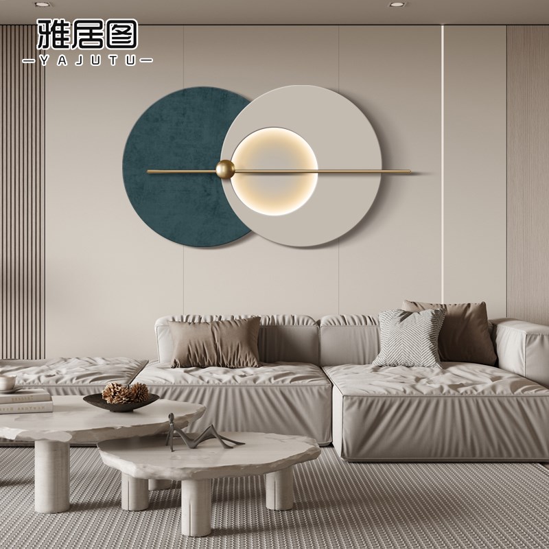 意式极简轻奢金属铁艺挂画卧室床头背景墙软装饰品创意圆形壁挂饰图片