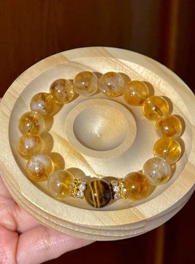 普陀山招财水晶天然黄塔晶黄水晶转运珠招米米暴富手串男手链女礼