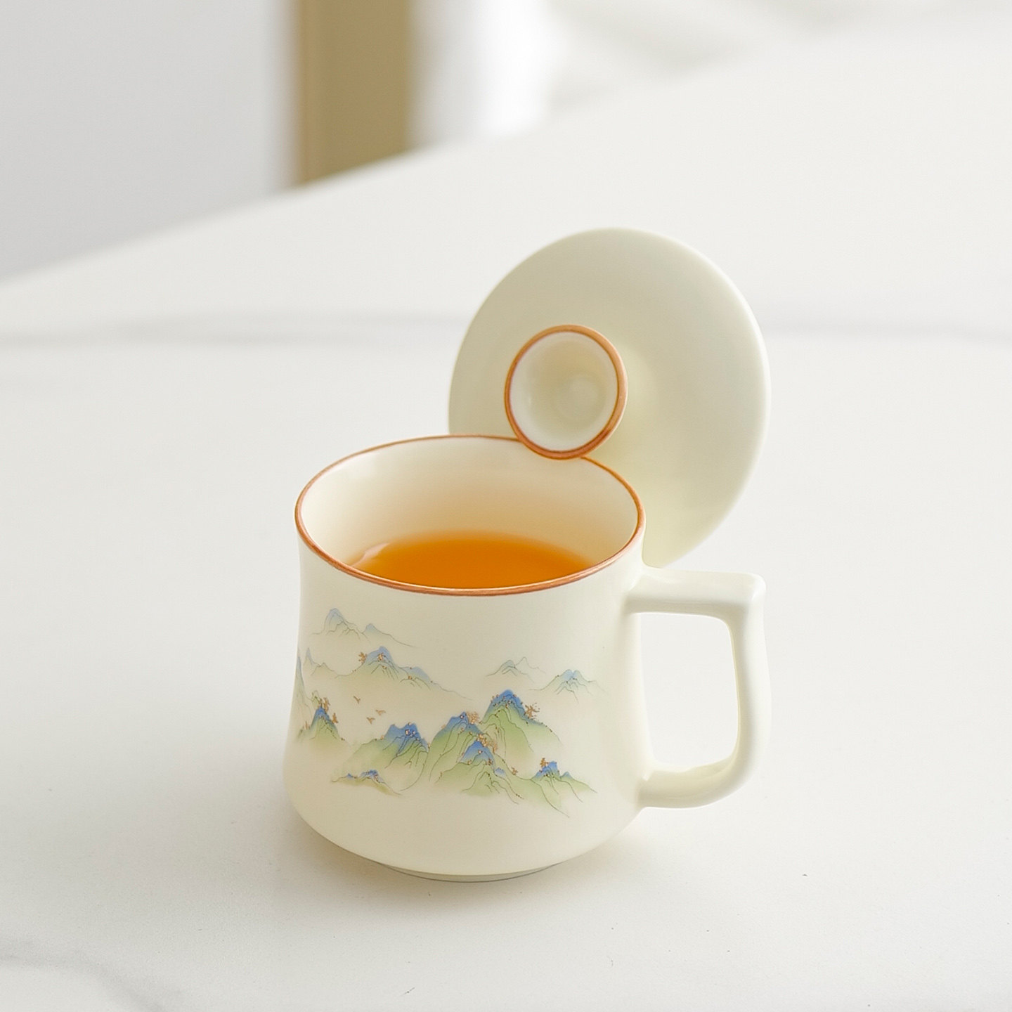 送妈妈实用暖心水杯高档陶瓷泡茶杯办公室个人喝茶杯子马克杯带盖