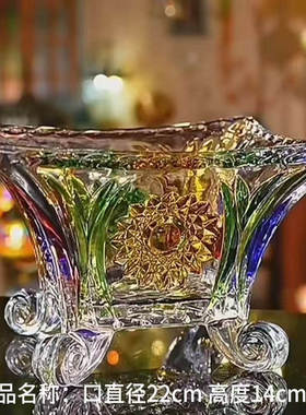 单支大号彩绘浮雕四角果兜零食盘干果盘轻奢高档时尚简约纯手工