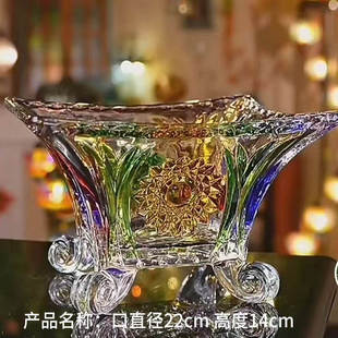 单支大号彩绘浮雕四角果兜零食盘干果盘轻奢高档时尚简约纯手工