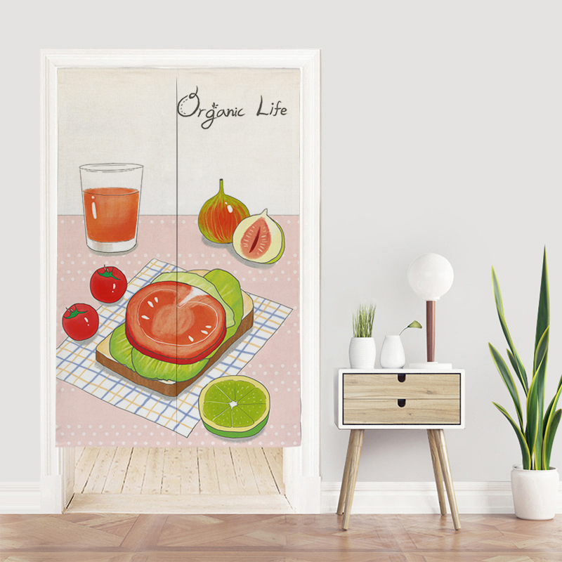 小清新厨房门帘隔断帘档油烟布艺家用布帘挂帘短帘定制