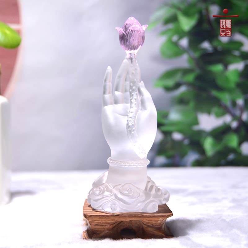 琉璃佛手莲花一心一意中式玄关茶桌佛系摆件