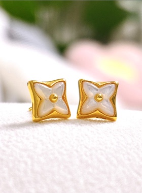 18K金耳钉 老花耳 80025xy