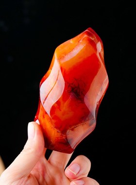 天然红玛瑙火炬雕刻件水晶原石矿石标本欧美万圣节装饰摆件