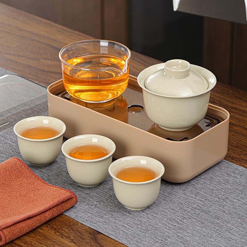 随身便携式旅行茶具小套装户外功B夫泡茶陶瓷盖碗茶杯一人饮快客