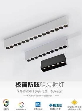 Led表面安装格栅长线性无天花板开放客厅入口深防眩光无主聚光灯