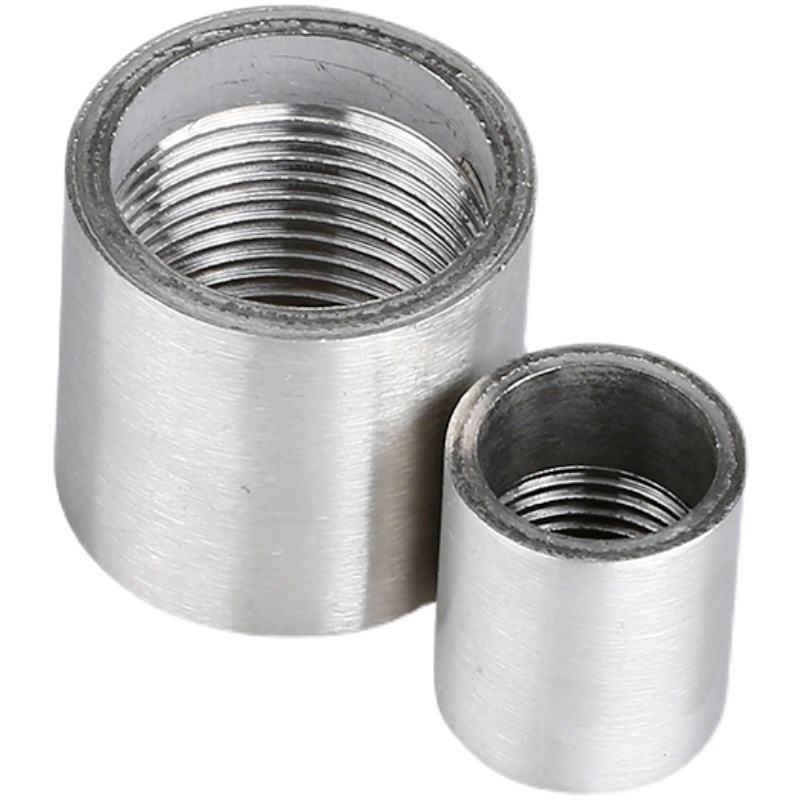 304不锈钢单头焊接内丝管子内丝双内螺纹直接直通内牙外接头4分