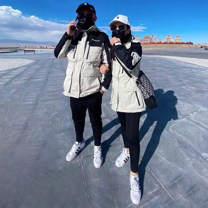 中长款情侣冲锋衣女三合一两件套西藏防水风衣登山滑雪服男潮牌冬