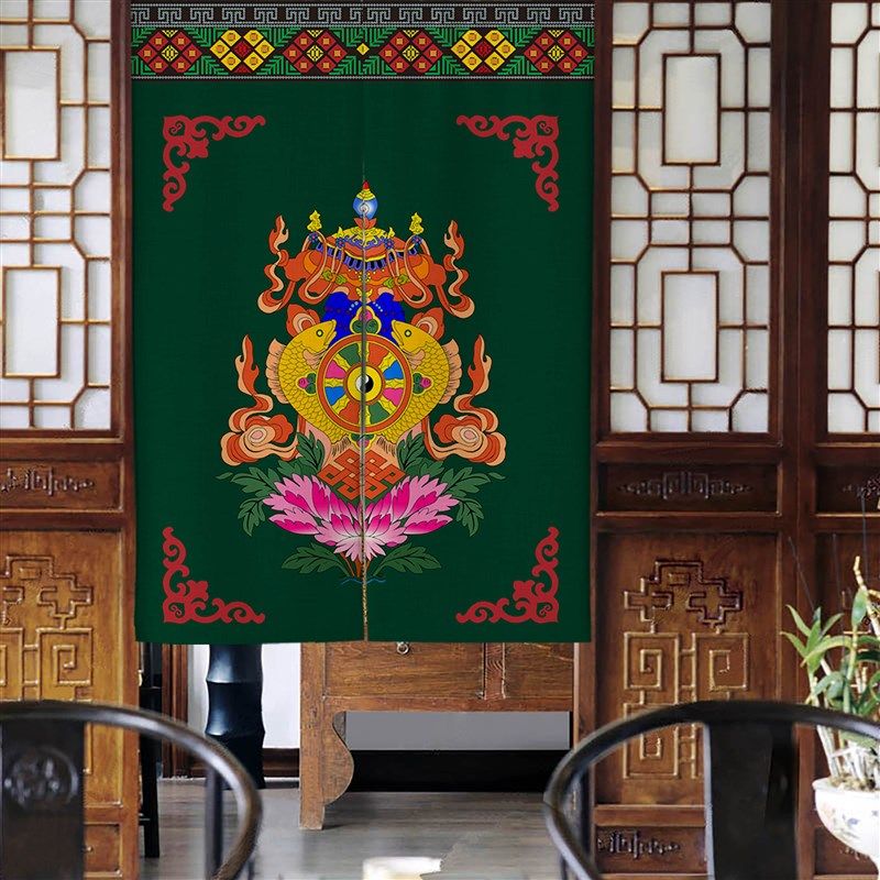 中式门帘挂帘隔断帘民族家用半帘过道厨房遮挡布艺防风,居家布艺,门帘,淘宝优惠券,粉丝福利购,淘宝优惠卷