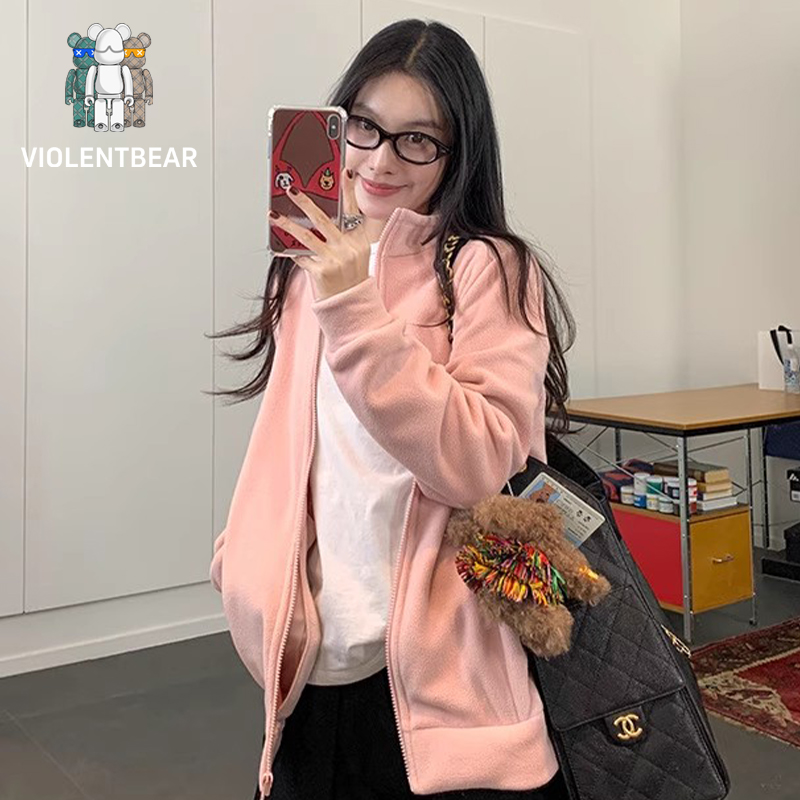 暴力熊摇粒绒外套女加绒保暖