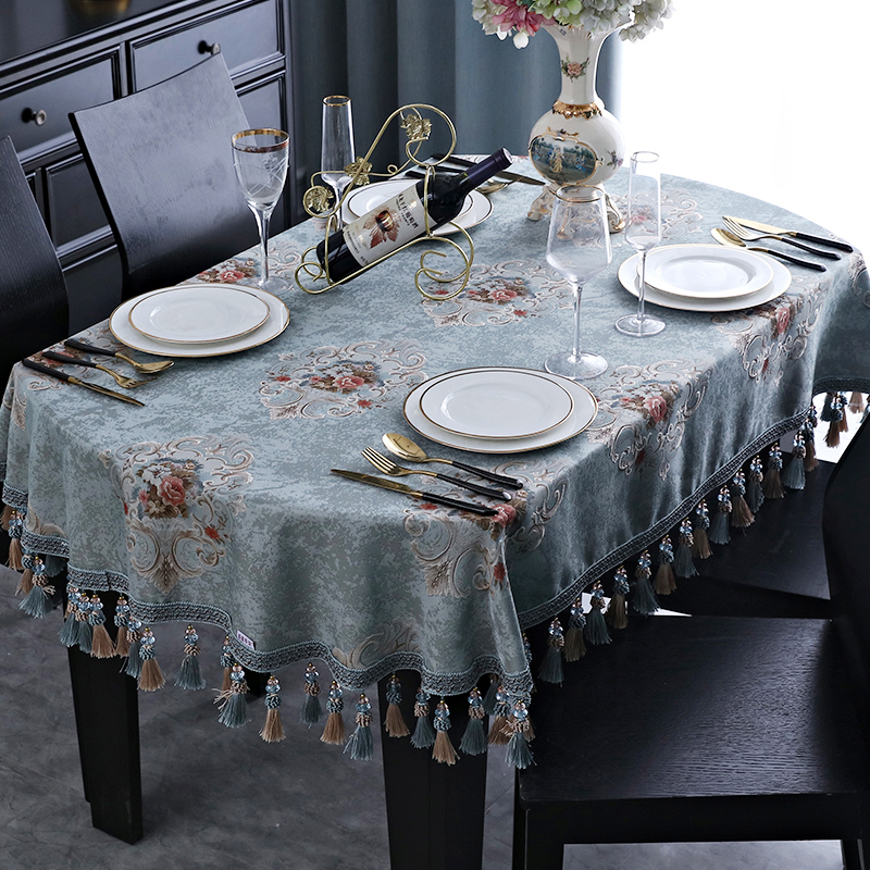 欧式椭圆形桌布台布餐桌垫布艺茶几垫长方形家用客厅轻奢风折叠桌