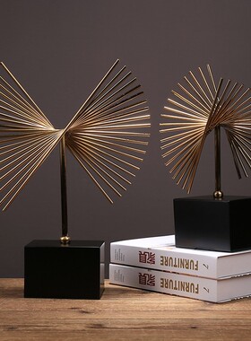 现代简约创意抽象金属装饰摆件玄关办公室书房样板房客厅家居摆设
