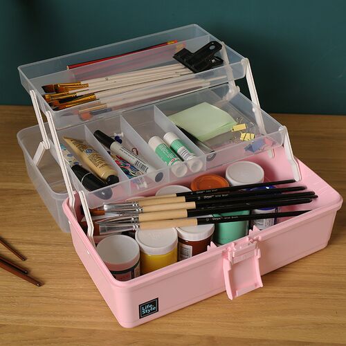 美术生收纳盒多层素画铅笔盒马克笔大笔文笔盒画描画具绘画收纳箱