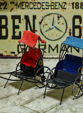 铁艺复古小黄车客厅办公家居时尚摆件拍摄道具