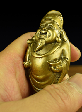 黄铜紫铜实心桌面小摆件把件手把件男女把玩礼品