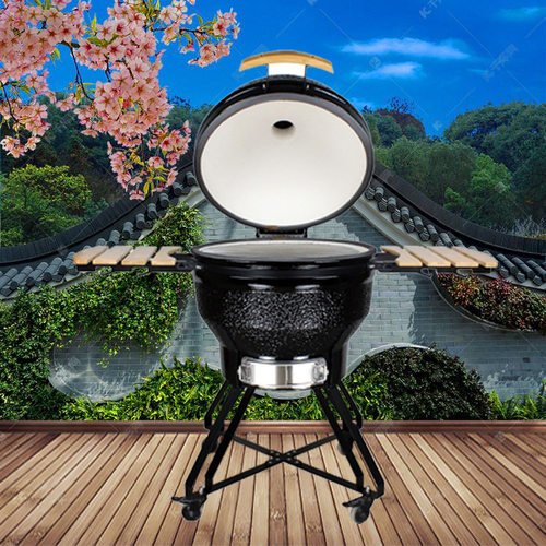 Kamado Ceramic bbq grill smoking 26英寸可移动陶瓷烧烤炉木炭