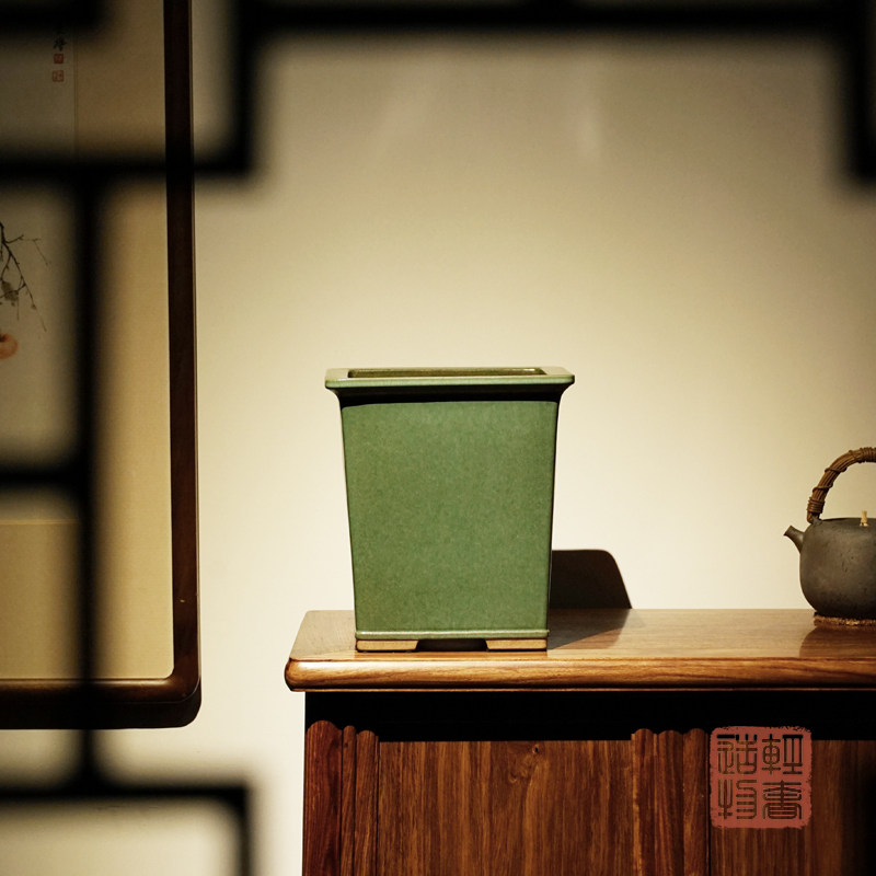 轻奢秦瓣洪茶沫釉双线大签筒紫夕兰花盆莲砂兰蕙兰盆建兰盆大一品
