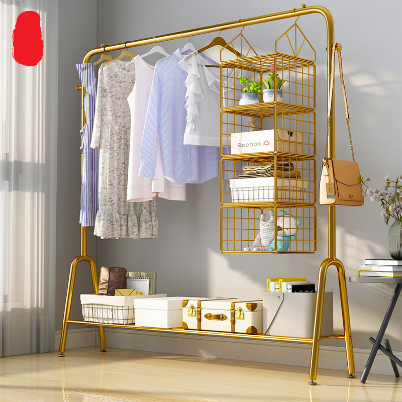 晾衣架落地折叠室内晒衣架阳台卧室挂衣架子家用简易单杆式衣帽架