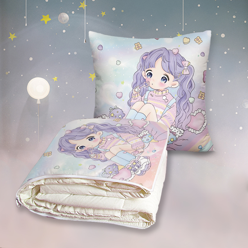 四季可折叠抱枕被子两用二合一夏季可爱车载多功能夏凉被薄款