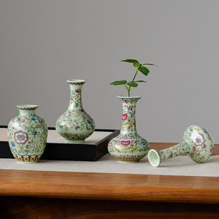 陶瓷花瓶小号珐琅彩摆件仿古瓷器博古架客厅插花家居装饰品