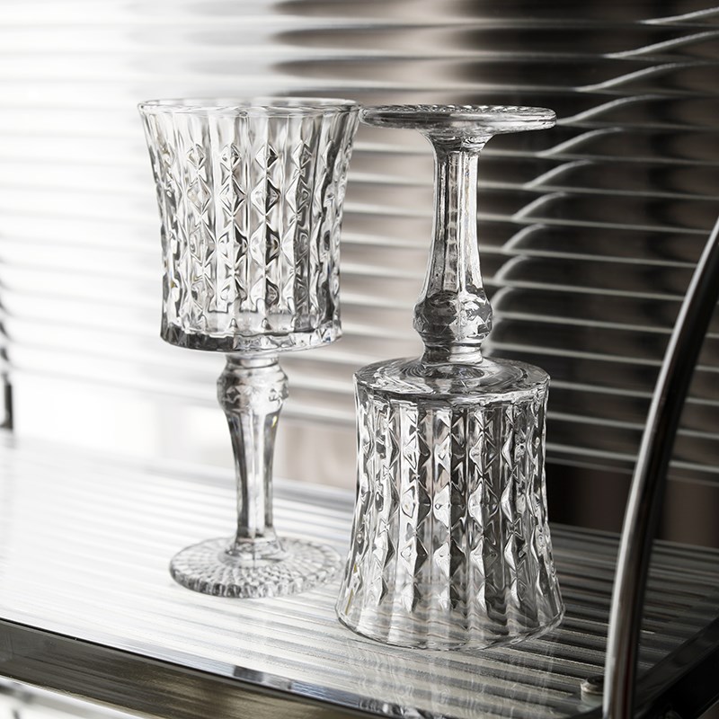 法式透明玻璃复古高脚杯 立体红酒杯 欧式奢华香槟杯