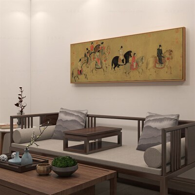 宋徽宗赵佶祥龙图石新中国客厅背景墙装饰画古房式画茶室挂画