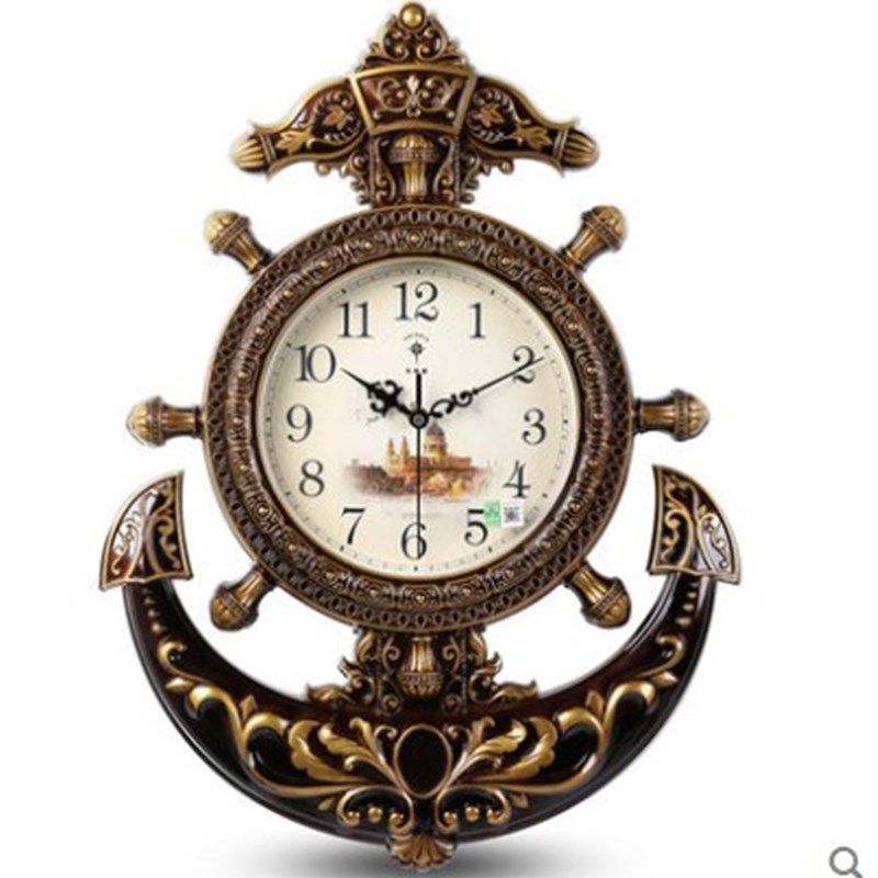 星欧式客厅挂钟创意静音大号船舵钟表静音复古石英钟时尚挂表,家居饰品,挂钟,淘宝优惠券,粉丝福利购,淘宝优惠卷