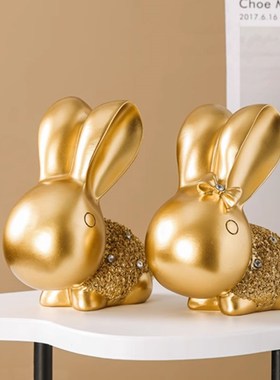 婚石兔子摆件家居客厅电视柜玄关餐柜边柜装饰品结钻礼物