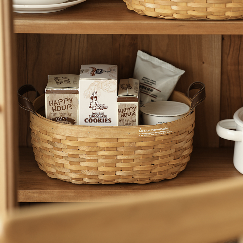 木片收纳篮面篮水果蔬菜篮子创意小东西藤编篮储物篮子零食篮子