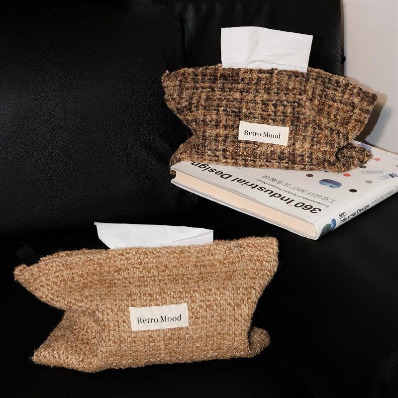 OON复古毛呢针织家用纸巾袋客厅高档抽纸盒车载纸巾套简约,收纳整理,纸巾盒,淘宝优惠券,粉丝福利购,淘宝优惠卷