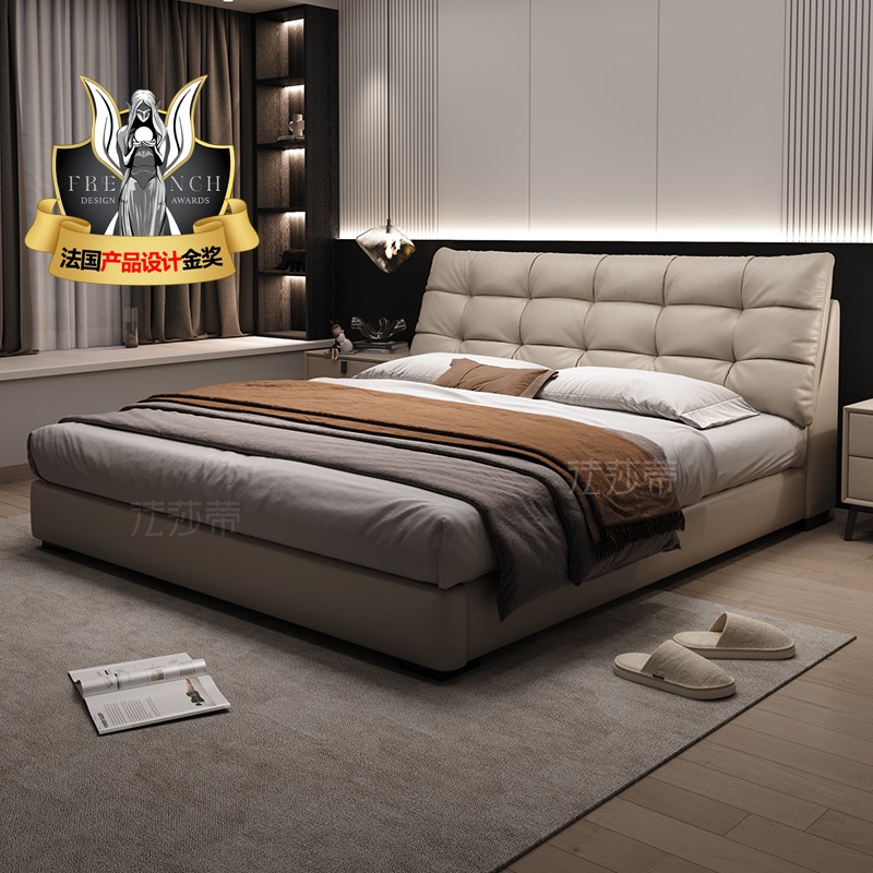法莎蒂皮床主次卧床储物高箱结婚床双人床.米软床