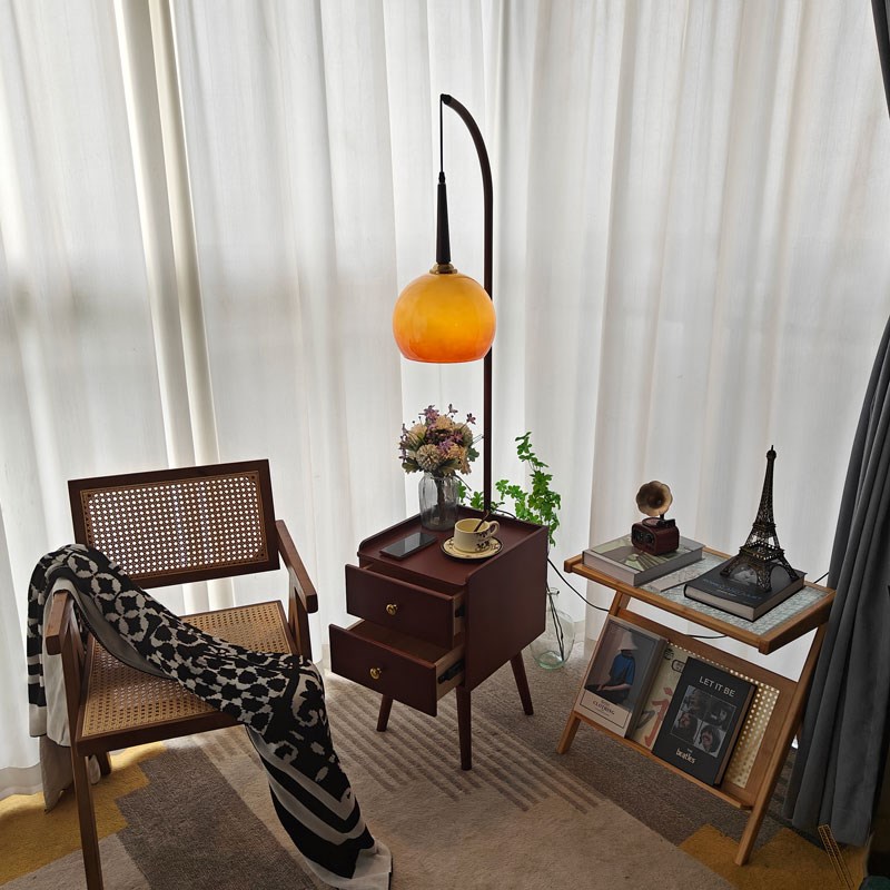 新款复古客厅落地灯沙发旁卧室床头柜置物氛围感