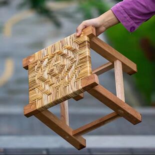 云南手工藤编竹凳子四脚凳饭店方凳