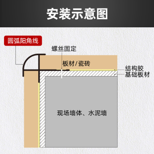 碳收金圆阳角收边条护墙板木饰面阳角线铝晶板阳角瓷砖阳角合口条