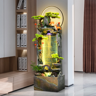 大型落地客厅装饰假山流水t摆件电视柜旁造景乔迁新居礼品开业送