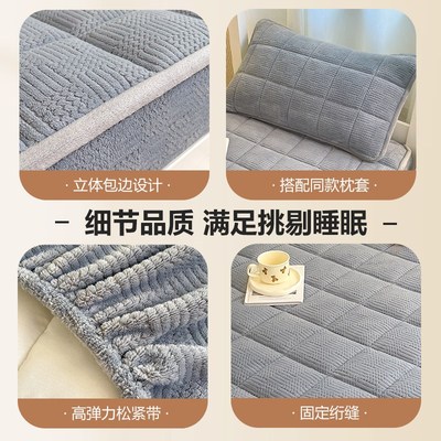 学生宿舍床笠冬季牛奶珊瑚绒加绒加厚夹棉单人床单90x200床垫套罩