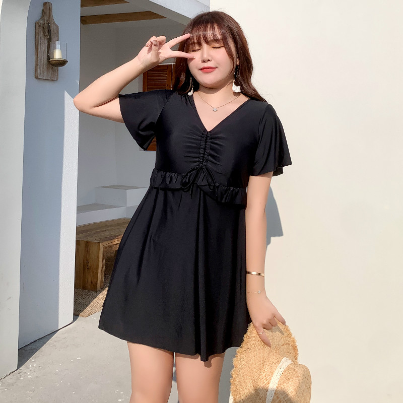 加大码泳衣女胖mm遮肚200斤带袖显瘦i韩版温泉加肥胖妹泳装21639