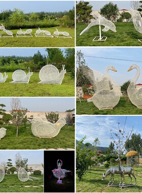不锈钢发光镂空钢丝编织动物雕塑定制户外亮化景观小鹿造型灯摆件